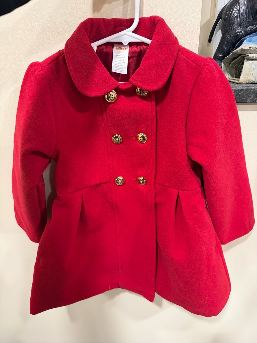Gymboree Red Double-Breasted Pea Coat with Gold Buttons